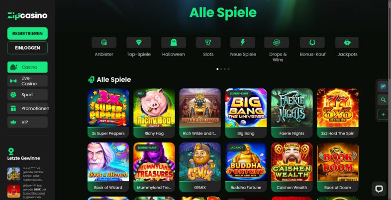 ZipCasino Spiele