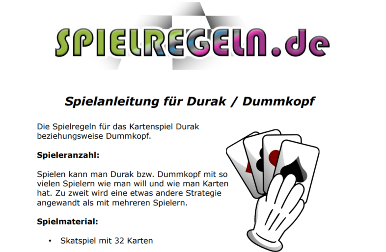 spielregeln durak dummkopf